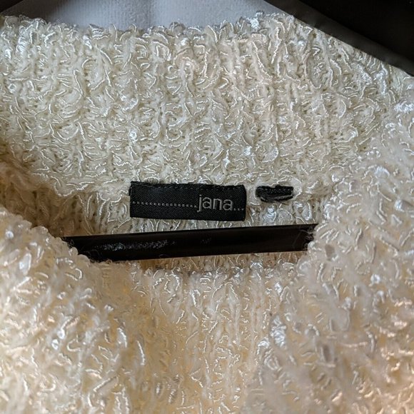 Jana Textured Knit Sweater Long Sleeve Cowl Turtle Neck Collar Cream White M Med - Picture 3 of 12